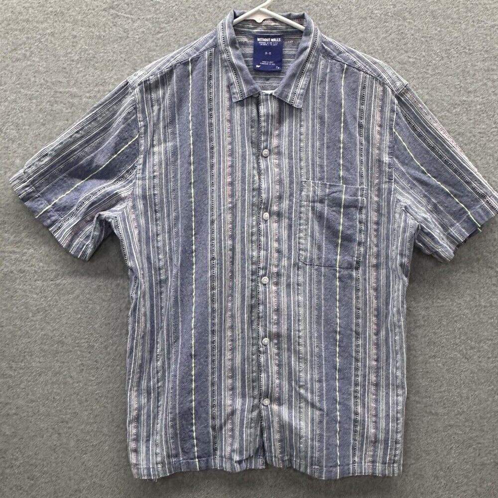 Without Walls Shirt Mens Medium Multicolor Striped Short Sleeve Button Up Gorp